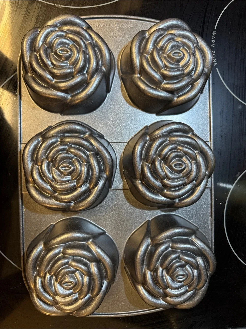 Nordic Ware Silver Rose-Shaped 6-Cup Nonstick Cake Pan